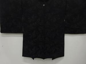 大正ロマン　漆　樹木模様織出し　一ツ紋羽織